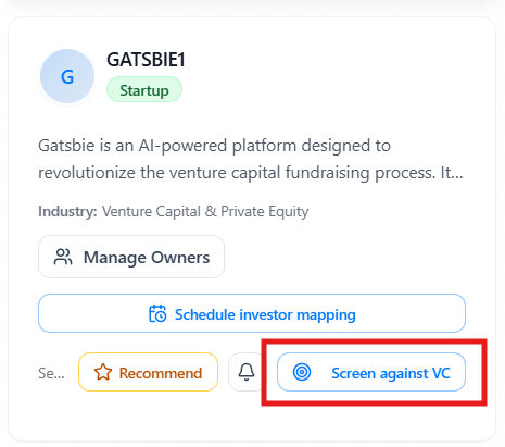 Founder opens their startup profile on Gatsbie.