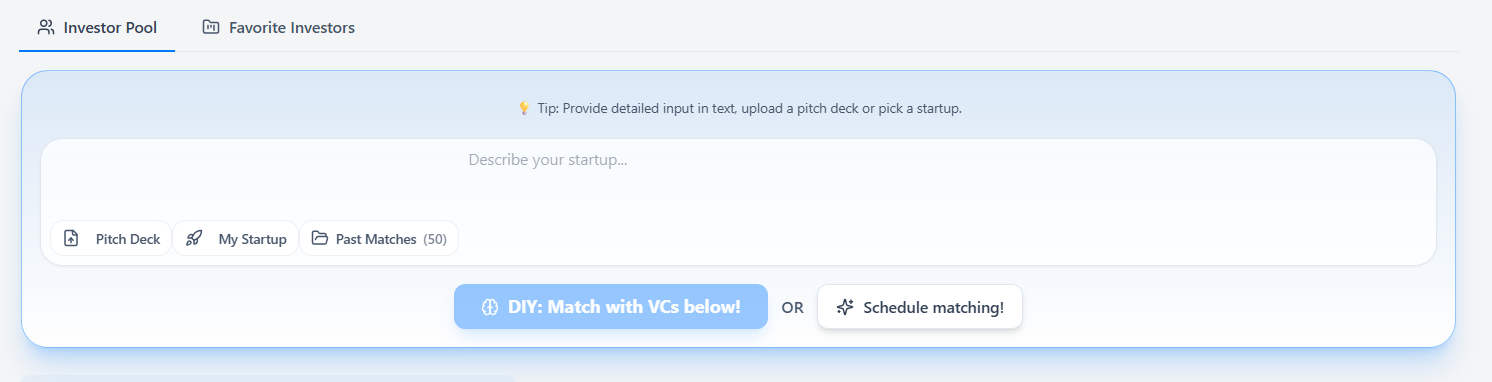 Founder uploads a pitch deck to Gatsbie for AI investor mapping.